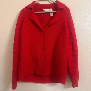 Liz Claiborne Women's red knit cardigan Sweater large